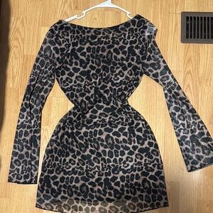 Leopard Print Long Sleeve Dress